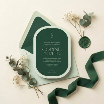 Verdant Aura - Zümrüt Dokunuşlu Davetiye Seti