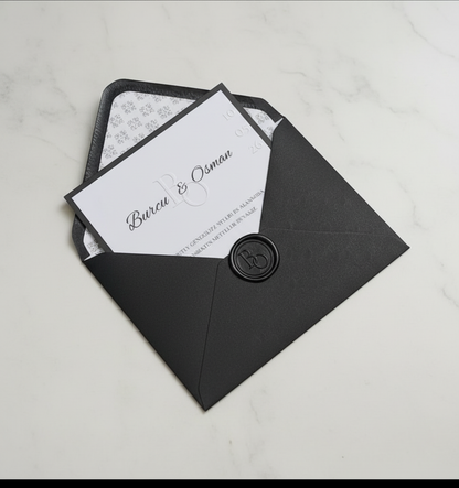 Nuit Minimal - Siyah Kurdeleli Modern Davetiye - Görsel 4